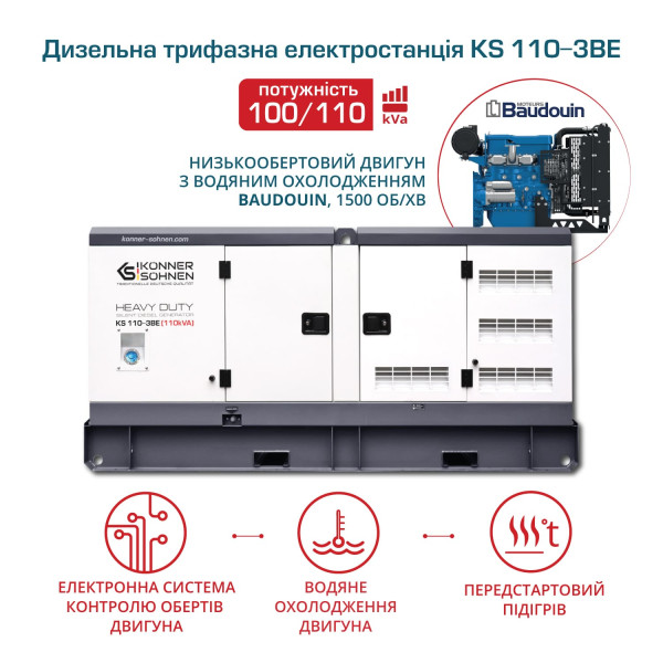 Дизельна трифазна електростанція KS 110-3BE — KS Shop