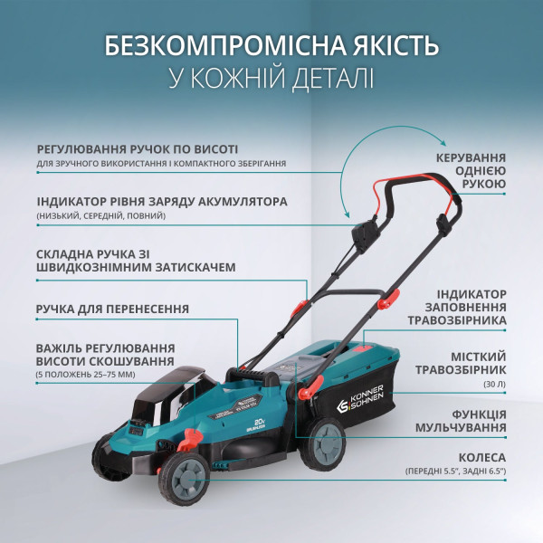 Акумуляторна газонокосарка KS 33LM-20V — KS Shop