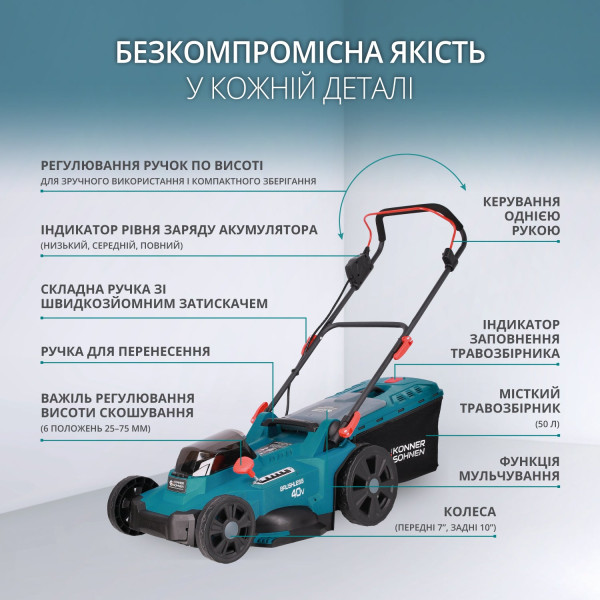 Газонокосарка акумуляторна KS 43LM-40V — KS Shop