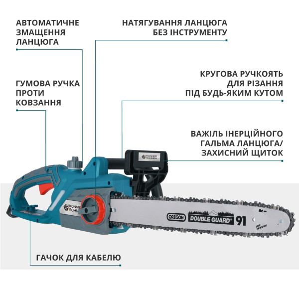 Електрична ланцюгова пила KS CS2400-18 — KS Shop