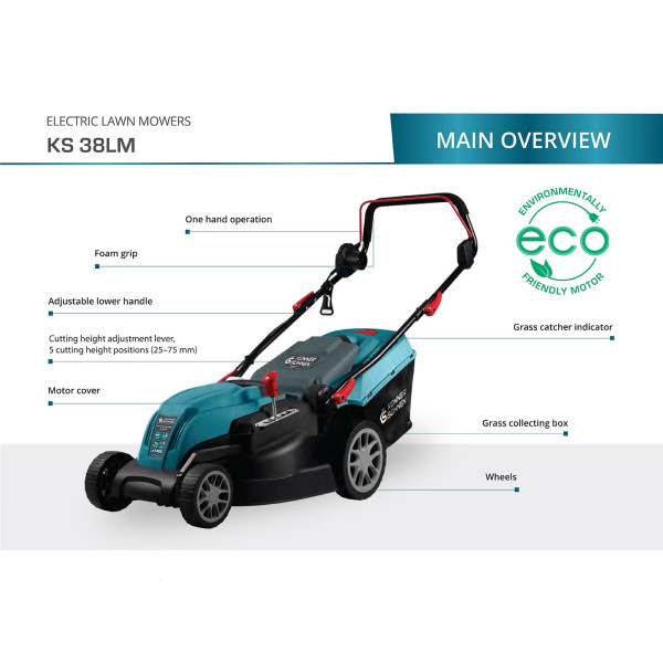 Електрична газонокосарка KS 38LM — KS Shop