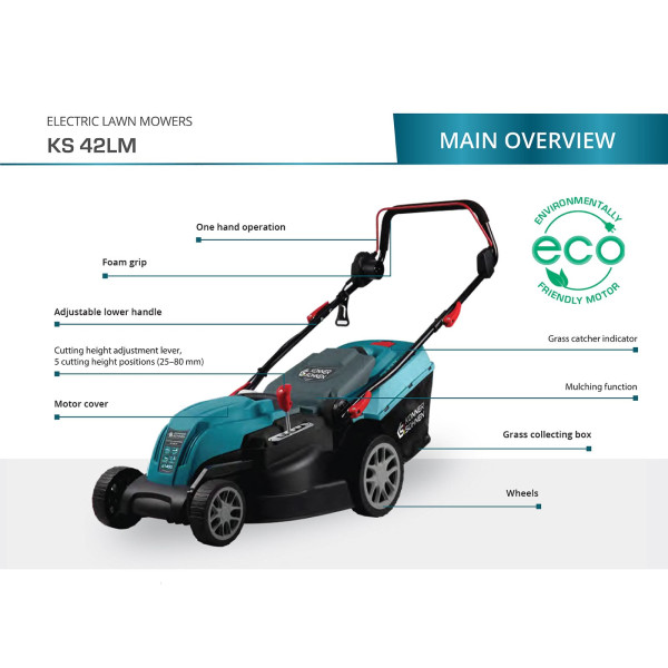 Електрична газонокосарка KS 42LM — KS Shop