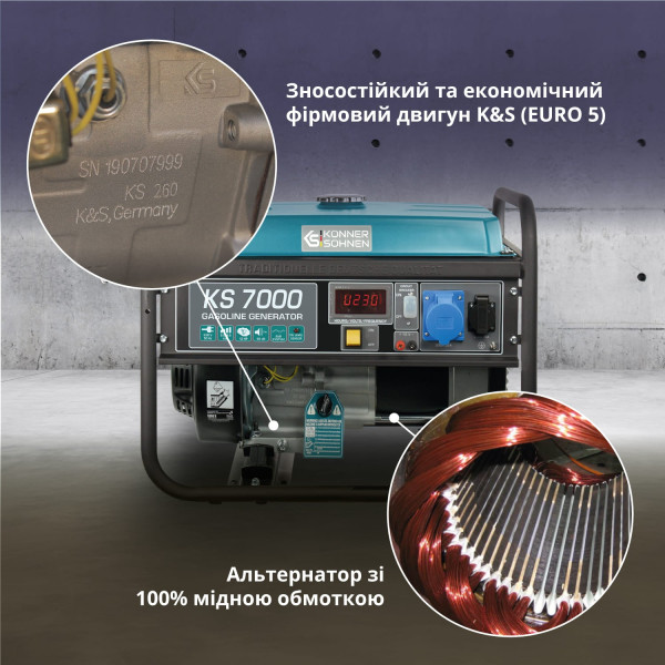 Бензиновий генератор «Könner & Söhnen» KS 7000 — KS Shop